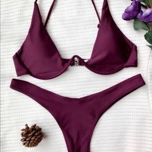 Zaful  Push Up Plunge Swim L top & S bottom